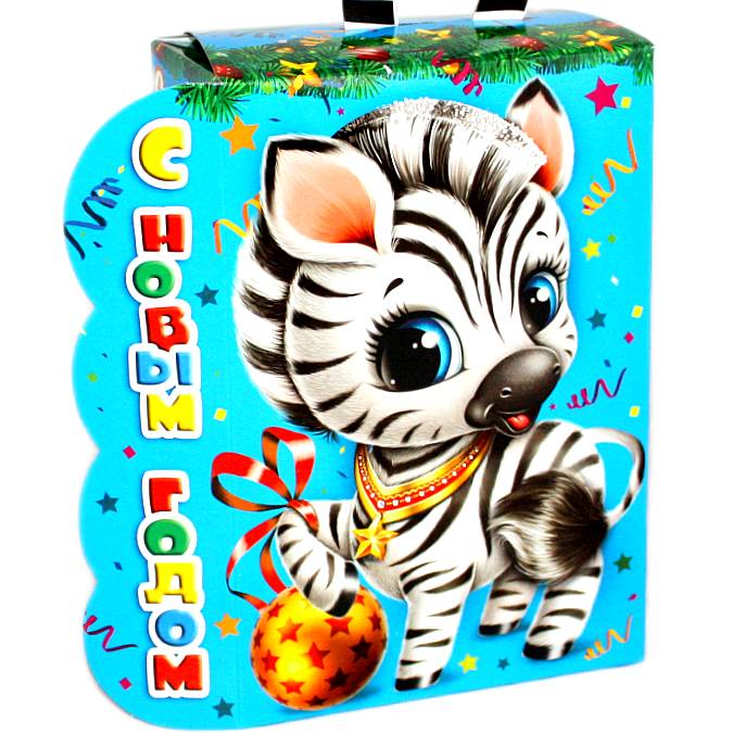 Сладкий новогодний подарок в картонной упаковке весом 600 грамм 