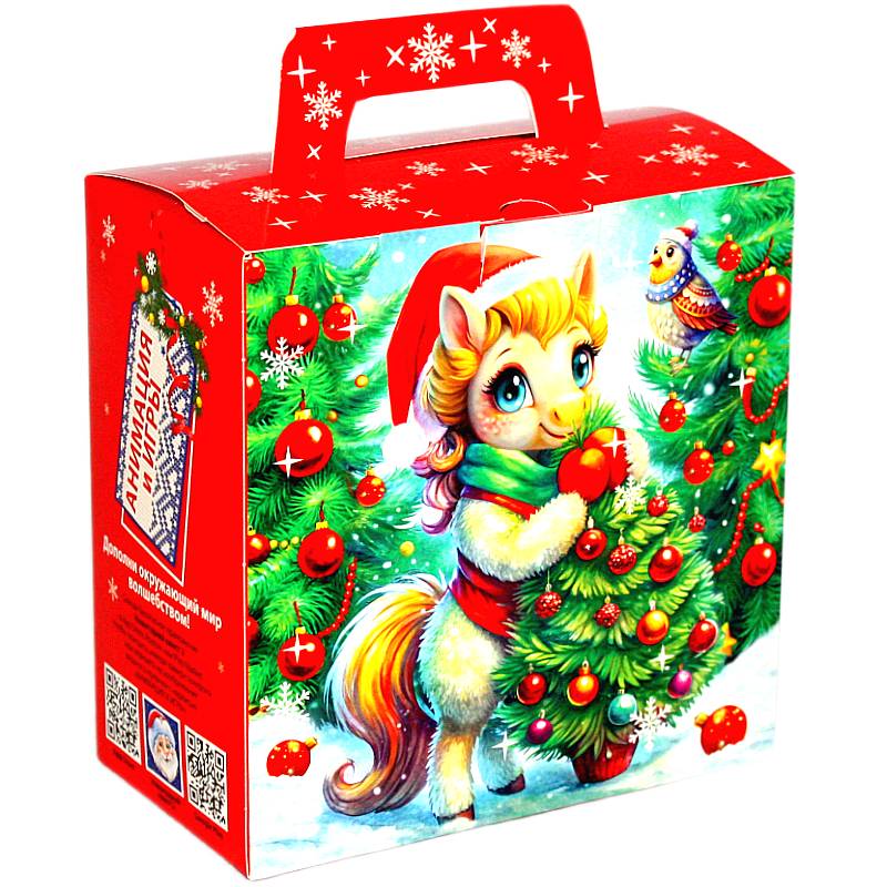 Сладкий новогодний подарок в картонной упаковке весом 600 грамм