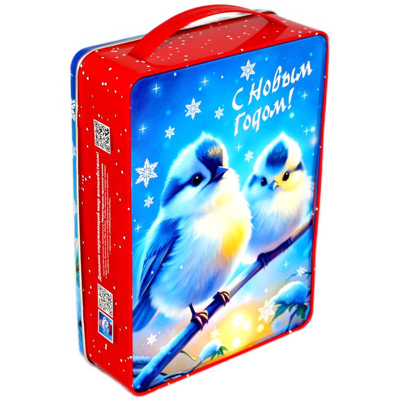 Детский новогодний подарок в жестяной упаковке весом 750 грамм
